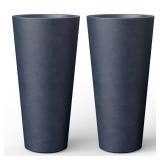 Kante Tall Concrete Planter (Set of 2), 15.8 Inch Height Large Flower Pot for Indoor Outdoor Plants, Suitable for Home, Patio, Garden, Porch, Charcoal