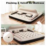 Outraveler King Size Air Mattress Inflatable Bed with Headboard and Pillows,Blow Up Sofabed