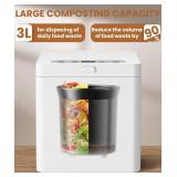 3L Electric Composter for Home, Kitchen Compost Bin for Countertop, Odorless/Auto-Clean/LED Display, One-Touch Composting to Handle Daily Household Food Waste.