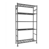 5-Tier Large Capacity Shelf Organizer with Hooks, Heavy-Duty Garage Shelving with Leveling Feet, Wobble-Free Rack for Bedroom, Balcony, Garage - Retail: $64