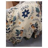 Decorative Bird & Floral Pattern Fabric Blanket-Reversible  - Retail: $45