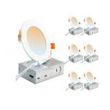 DINGLILIGHTING Recessed LED Lights for Bedroom: 12 Pack 6 Inch 5CCT Ultra-Thin Ceiling Light with Junction Box - 1200LM Brightness Dimmable Canless Wafer Downlight for Living Room Kitchen Bathroom - R