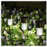 SOLPEX 12 Pack Solar Outdoor Lights Pathway, Stainless Steel Solar Lights Outdoor Waterproof,LED Landscape Lighting - Retail: $24