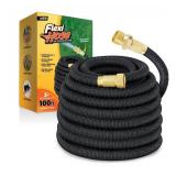 Flexi Hose Lightweight Expandable Garden Hose, No-Kink Flexibility, 3/4 Inch Solid Brass Fittings and Double Latex Core 100 FT, Black - Retail: $72