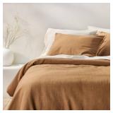 King/California King Heavyweight Linen Blend Comforter & Sham Set Warm Brown - Casalunaâ¢: Rayon & Cotton, Zipper Shams - Retail: $165
