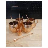 Hammered Copper Moscow Mule Mug Set with Straws - Retail: $45