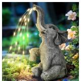 GIGALUMI Solar Garden Decor Watering Elephant Statues Outdoor - Retail: $32