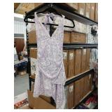 Floral Print Summer Mini Dress in White and Lavender - Retail: $35