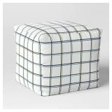 18\"x15\" Grid Outdoor Patio Pouf White - Room Essentialsâ¢ - Retail: $60
