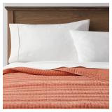 King Lofty Velvet Quilt Terracotta/Bronze - Thresholdâ¢: Machine Washable, Polyester Fill, Year-Round Comfort - Retail: $89