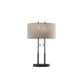 Duet Table Lamp Antique Bronze - Adesso: Metal Body, Oval Shade, ETL Listed, 60W, No Battery Needed - Retail: $180