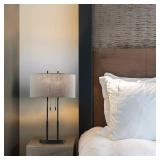 Duet Table Lamp Antique Bronze - Adesso: Metal Body, Oval Shade, ETL Listed, 60W, No Battery Needed - Retail: $180