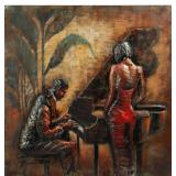 $359! Primo Mixed Media Hand Painted Iron Wall Sculpture - Romance 40