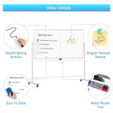 $240 maxtek 72x48 Rolling Double-Sided Magnetic Whiteboard on Wheels