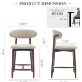 $180 COLAMY Counter Height Bar Stools Set of 2, Upholstered