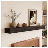 $176 Fireplace Mantel 72inch - Solid Wood Mantel Shelf (Black)