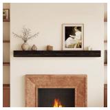 $176 Fireplace Mantel 72inch - Solid Wood Mantel Shelf (Black)