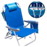 $70 SUNNYFEEL Low Beach Chair, Lay Flat, Folding, Cooler & Holder