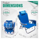 $70 SUNNYFEEL Low Beach Chair, Lay Flat, Folding, Cooler & Holder