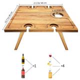 $48 Portable Acacia Wine Picnic Table, Foldable Charcuterie Board