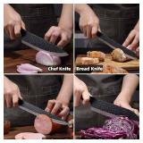 $60 Knife Block Set with Sharpener 16 Pcs, Forged Kitchen Knives