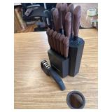$60 Knife Block Set with Sharpener 16 Pcs, Forged Kitchen Knives