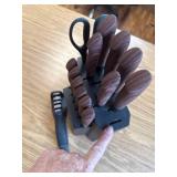 $60 Knife Block Set with Sharpener 16 Pcs, Forged Kitchen Knives
