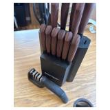 $60 Knife Block Set with Sharpener 16 Pcs, Forged Kitchen Knives