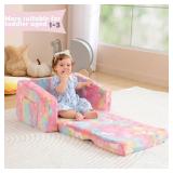 Fold Out Toddler Couch, Convertible Kids Sofa (Glow Pink)
