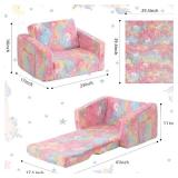 Fold Out Toddler Couch, Convertible Kids Sofa (Glow Pink)