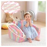 Fold Out Toddler Couch, Convertible Kids Sofa (Glow Pink)