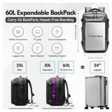 $110 60L Expandable TSA Lock Water Resistant Carry-On Backpack
