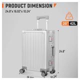$140 Aluminum Carry On Luggage 22x14x9, TSA Lock, Silver, 20 Inch