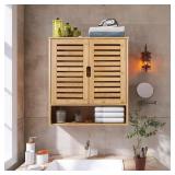 $50 Wall Mounted Bamboo Cabinet: 3-Tier, Natural, 23.2x8x26.1 in