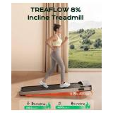 $110 Treadmill, 2.5HP Portable, 265 Lbs Capacity, Remote, LED
