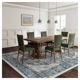 $100 Eleisa 8x10 Blue Washable Rug, Low Pile, Stain Resistant Decor