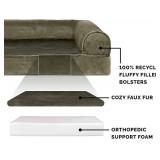 $123 Furhaven Orthopedic Dog Bed with Bolsters, Jumbo Plus, Dark Sage