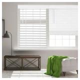 Calyx Interiors Cordless Faux Wood Blinds, 35"W x 60"H, Pure White