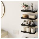 Floating Shelves, 16 inch Set of 3, Black, Wall Mounted Storage