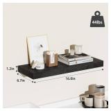 Floating Shelves, 16 inch Set of 3, Black, Wall Mounted Storage