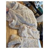 $77 Queen Faux Rabbit Fur & Flannel Comforter, Khaki, 200x220cm