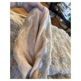 $77 Queen Faux Rabbit Fur & Flannel Comforter, Khaki, 200x220cm