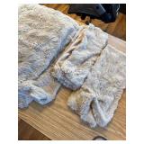 $77 Queen Faux Rabbit Fur & Flannel Comforter, Khaki, 200x220cm