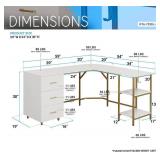 $155 Techni Mobili L Shaped Desk - Two-Toned Desk with Drawers