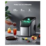 $120 GoveeLife Smart Countertop Ice Maker, 26lbs/24Hrs, Silver