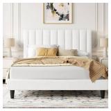 $130 Allewie Full Bed Frame/Velvet Upholstered/Tufted Headboard.