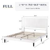 $130 Allewie Full Bed Frame/Velvet Upholstered/Tufted Headboard.