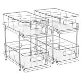 Two Pack HIHEGD 2-Tier Clear Bathroom and Kitchen Cabinet Organizer