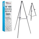 U.S. Art Supply 66" High Black Metal Display Art Easel