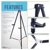 U.S. Art Supply 66" High Black Metal Display Art Easel